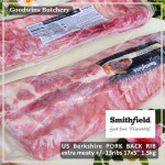 Pork baikut iga babi frozen BACK RIB backrib US Berkshire SMITHFIELD +/- 7x5" 12-13rib 1.2kg (price/kg)